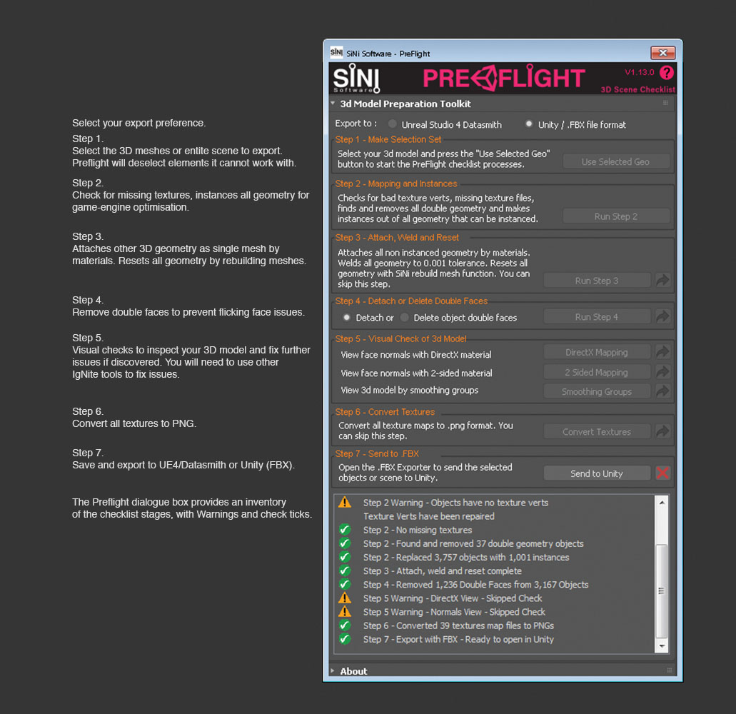 Image of SiNi Software Preflight Interface